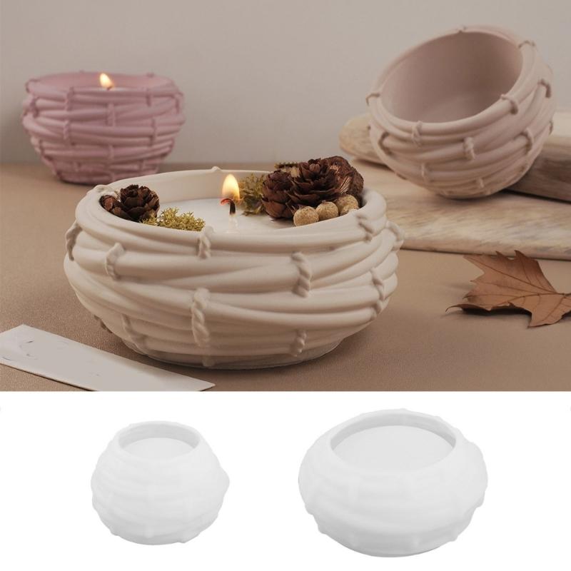 Silicone Candle Holder Mold Bird Nest Shape Crafting Moulds Succulent Plant Pots Molds Silicone Texture for Candle Cup