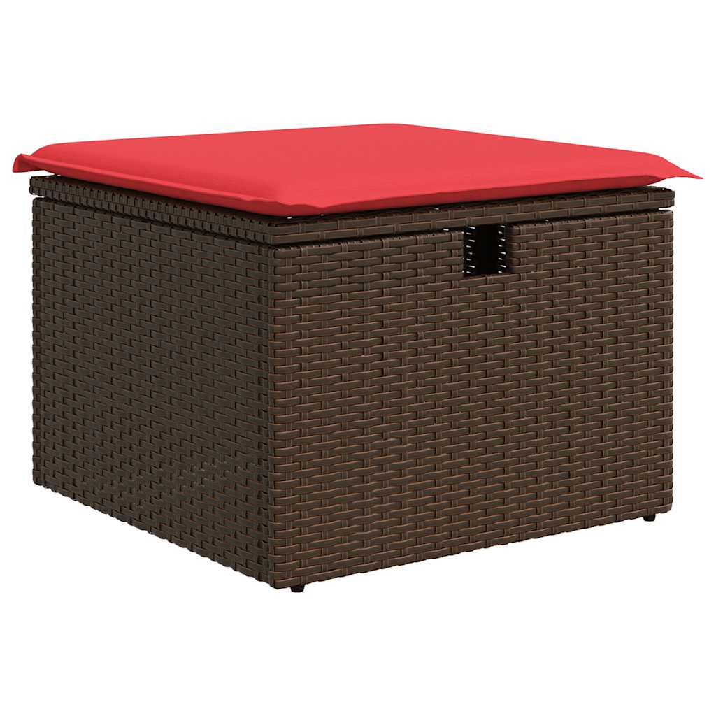 8 piece Garden Sofa Set with Cushions Brown Poly Rattan
