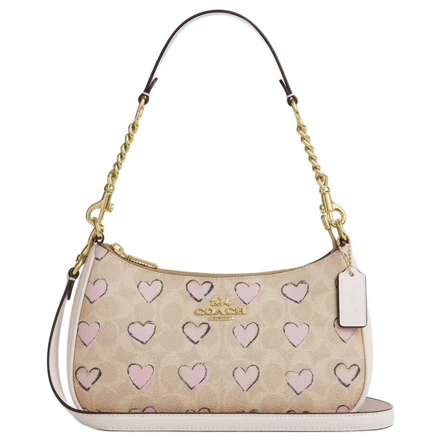 

COACH Teri Signature 25 Classic Logo Heart Print Synthetic Leather Tote Crossbody Shoulder Bag Medium Women bags Off-White CBS73-IMSAS Basic Set (Bag+Dust Bag)