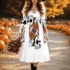 Halloween Women's Floral Print Midi Dress A Line Dress Vacation Casual Daily Regular Fit  Long Sleeve V Neck Black  Spring Fall