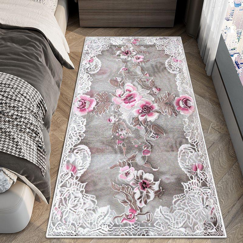 Modern Big Size Antiskid Bedroom Bedside Carpet Flower Design Cloakroom Aisle Decor Long Rug Easy Cleaning Entrance Door Mat