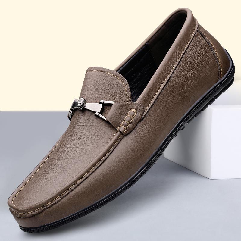 Fashion New Casual Male Work Shoes Men's High Quality Genuine Leather Loafers Handmade Men Walking Shoes Moccasins Walking Men Flats