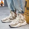 Brand Brown Leather Sneakers Men Autumn and Winter Men's High Top Sneakers Fur Warm Casual Sports Shoes Men Platform Footwear