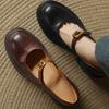 2025 New Four Seasons Women's Shoes Soft Leather Round Head Retro Style High Heels One-word Buckle with Thick Sole Mary Jane Single Shoes Women