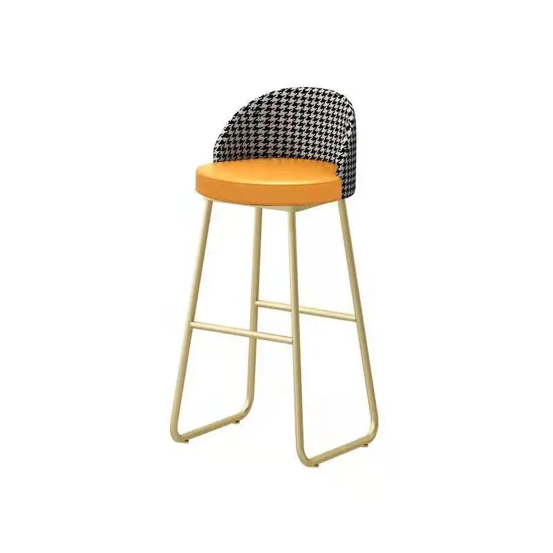 Nordic 65cm Leather Bar Stool – INS Luxury Design with Gold Legs, Backrest, Ideal for Kitchen & Home Bar