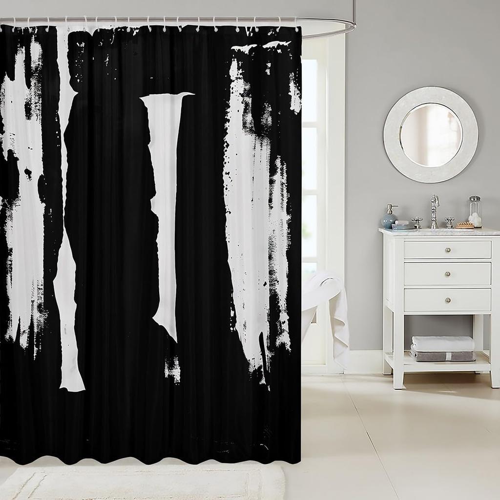 1pc Black and White Shower Curtain for Bathroom Decor 72" L x 72" W Modern Abstract Art Bath Curtain Boho Minimalist Bathro