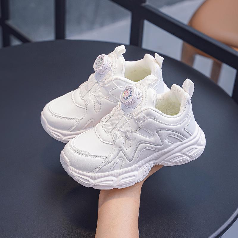 

Xiaomei & Xiaobao PU Leather Kids’ White Sports Shoes, Unisex Running & Student Sneakers 25908 37 - Inner Length 23.1 cm