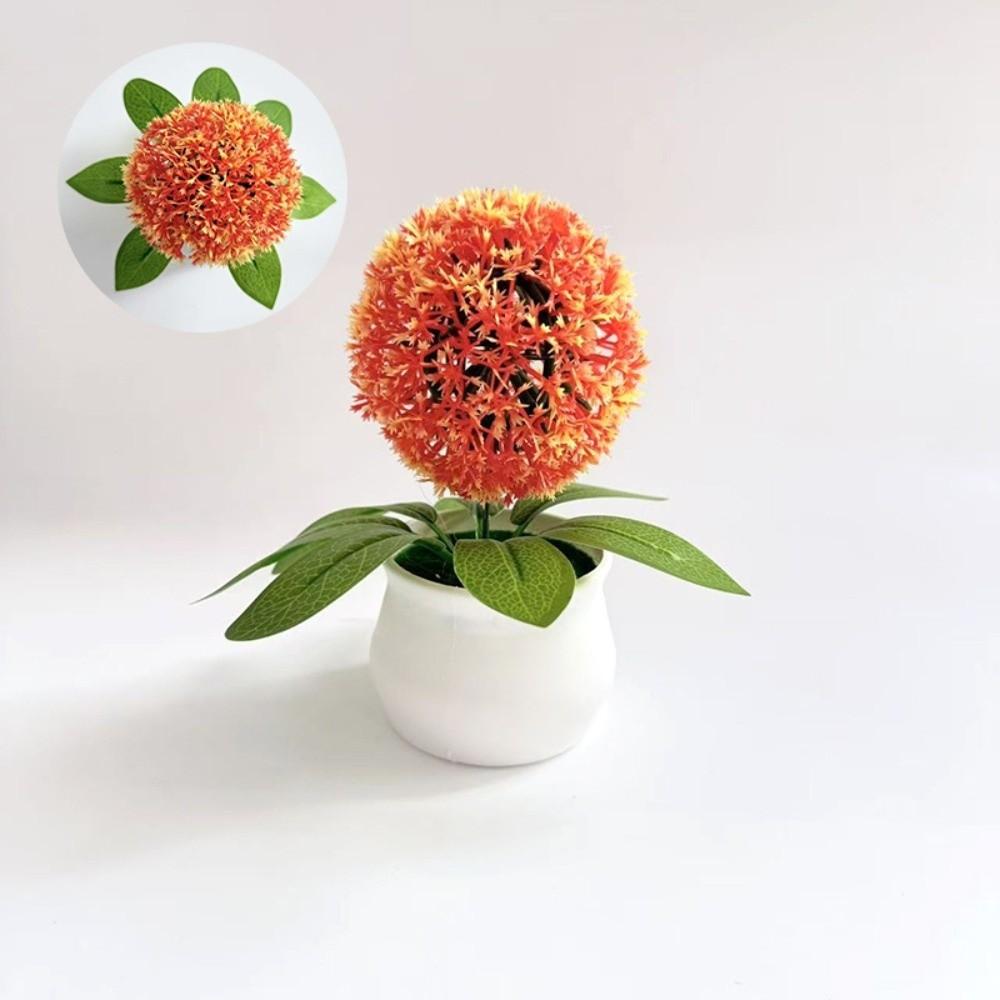Small Artificial Succulent Ball Flower Soft Rubber Simulated Grass Plant Living Room Ornaments оранжевый