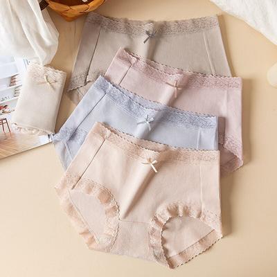 5 Stück Damen-Baumwollhöschen, atmungsaktive Dessous, niedliche Schleife, Mädchen-Slip, mittlere Taille, Dessous