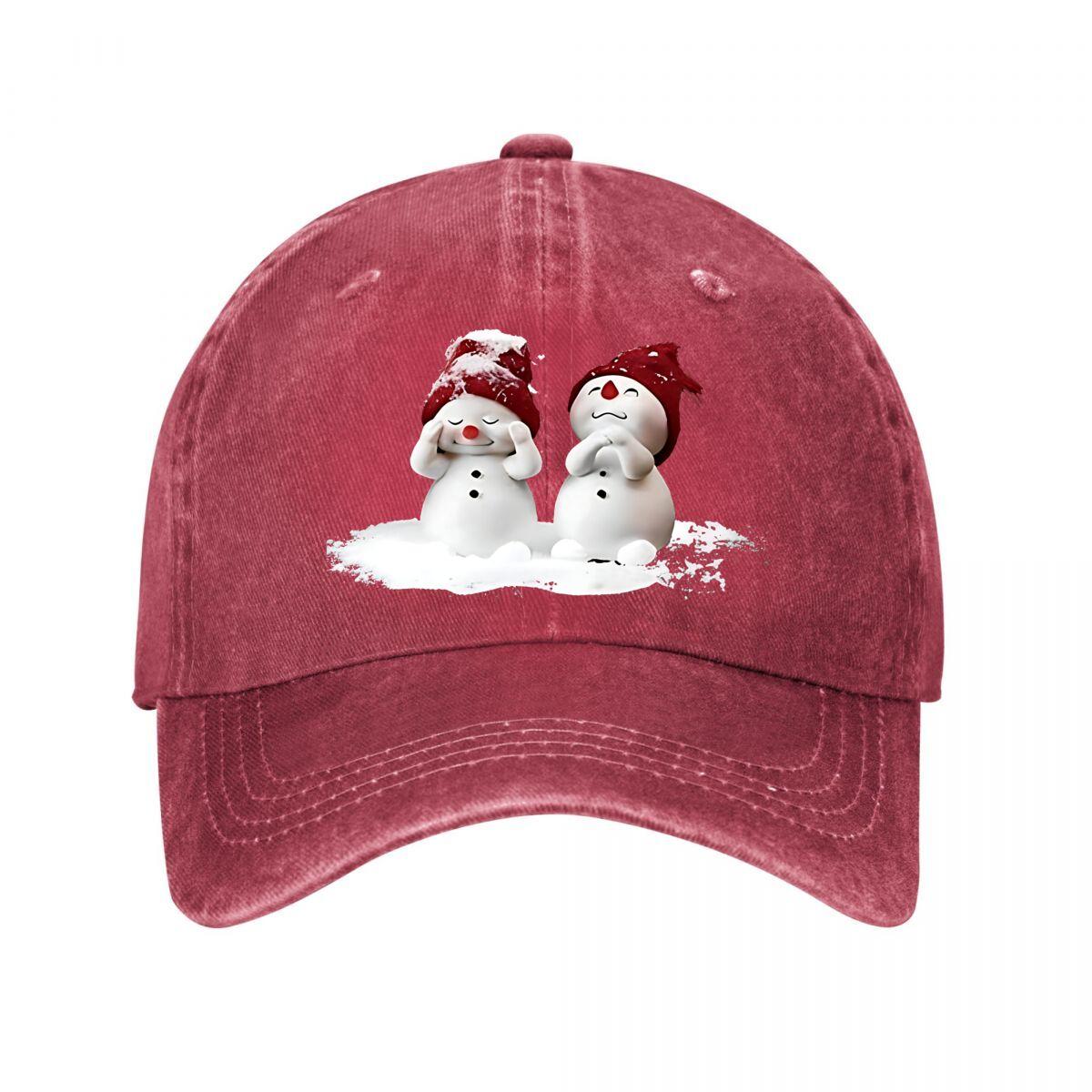 Christmas Vintage SnowUnisex Baseball Cap  New Vintage Washed Cotton Baseball Cap Parent Kids Sun Hats Adjustable