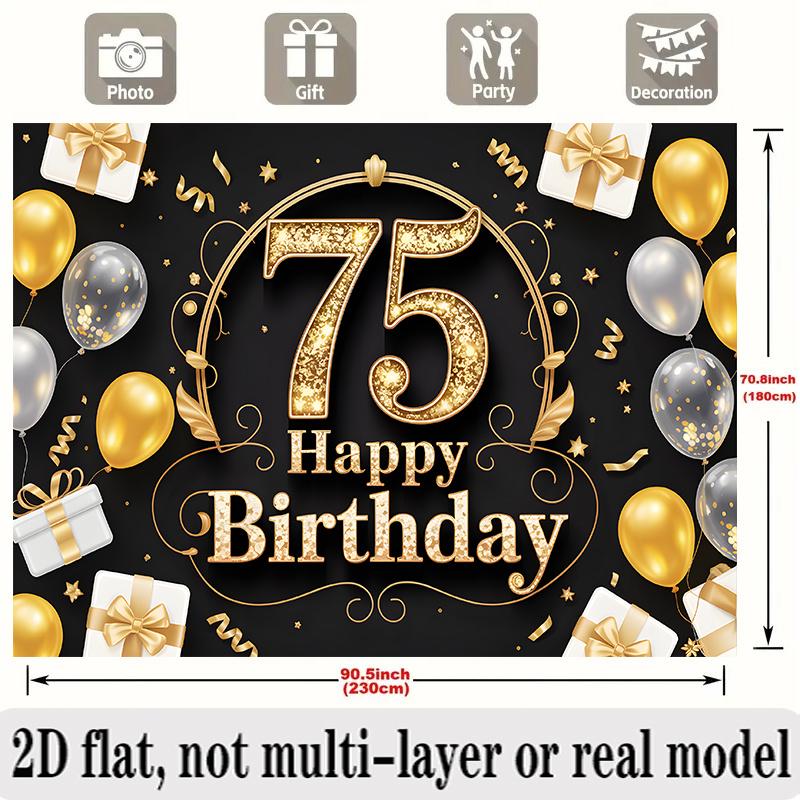 Party Backdrop 75Th Birthday Flat Designed Joyful Serves Photos Well Event Backdrop Decoration Birthday Party Decor