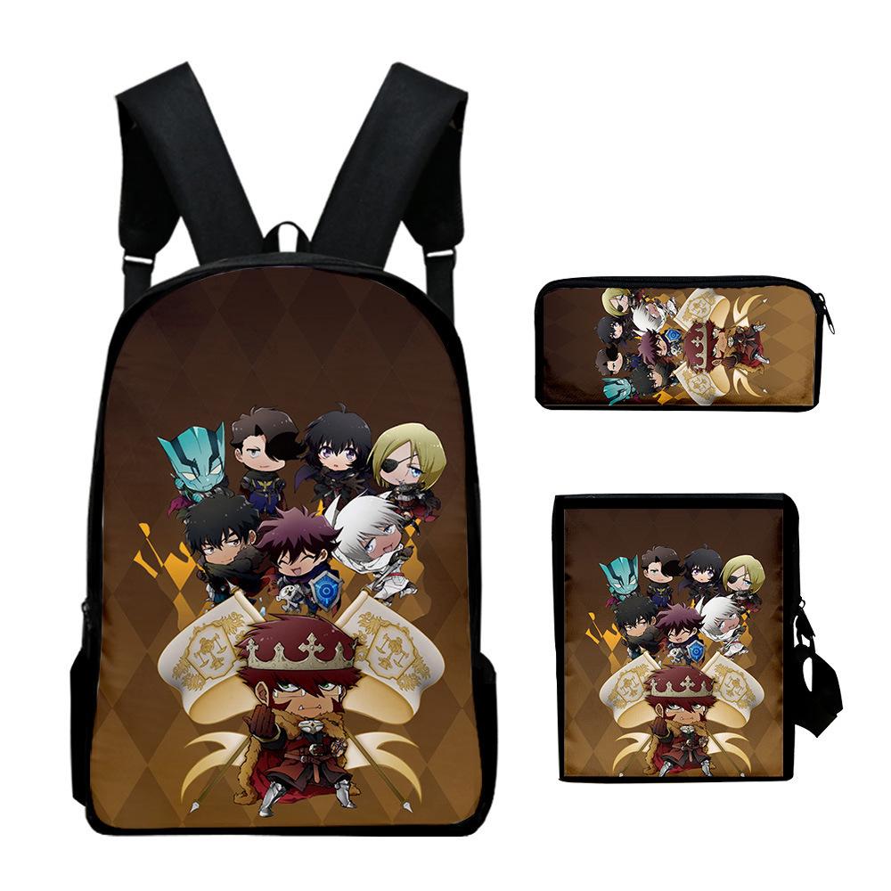 Popular Novelty Kekkai Sensen 3D Print 3pcs/Set Pupil School Bags Laptop Daypack Backpack Inclined Shoulder Bag Pencil Case