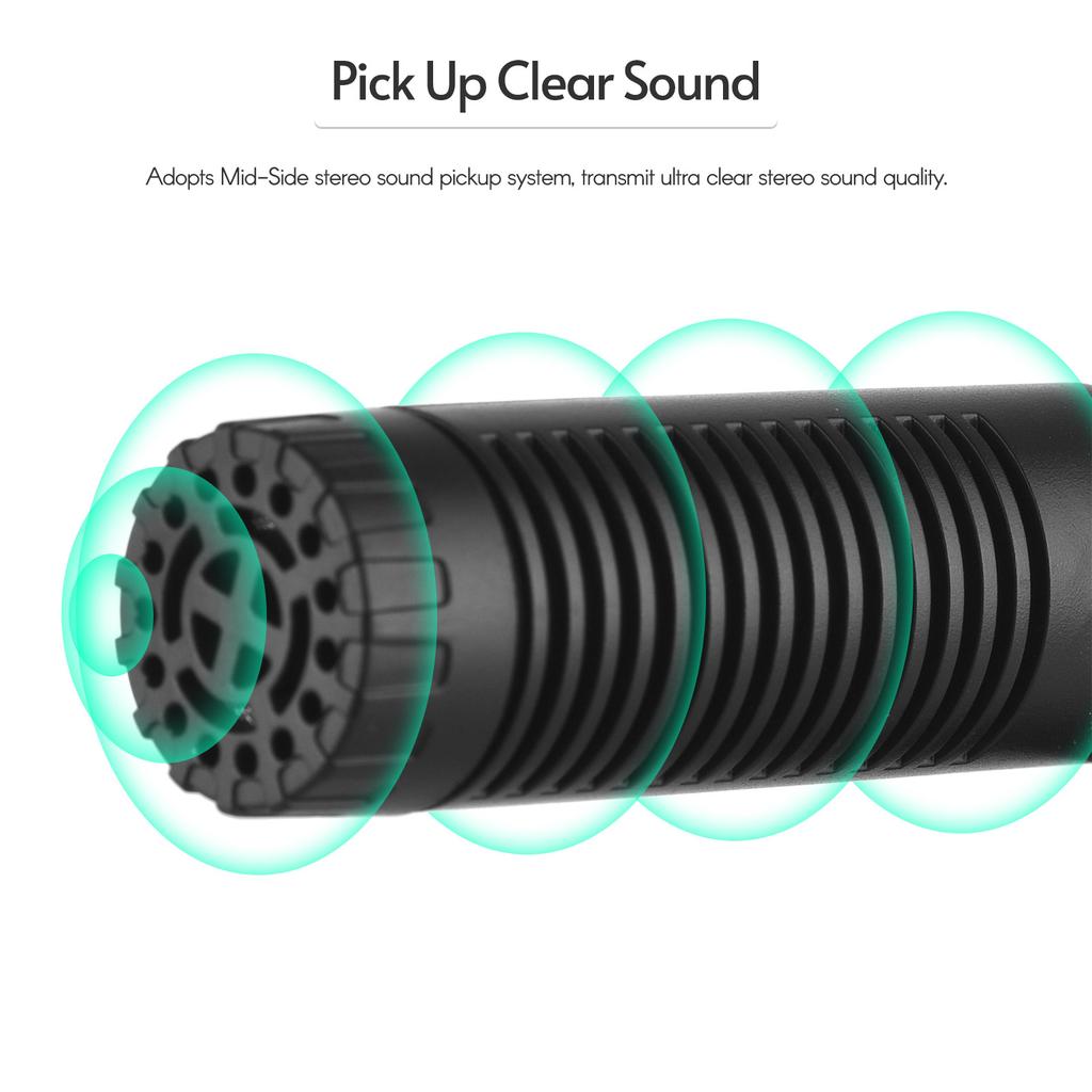 Portable Stereo Microphone Video Recording Mic 3.5mm TRS Plug Built in Rechargeable Battery for DSLR Cameras Camcorder