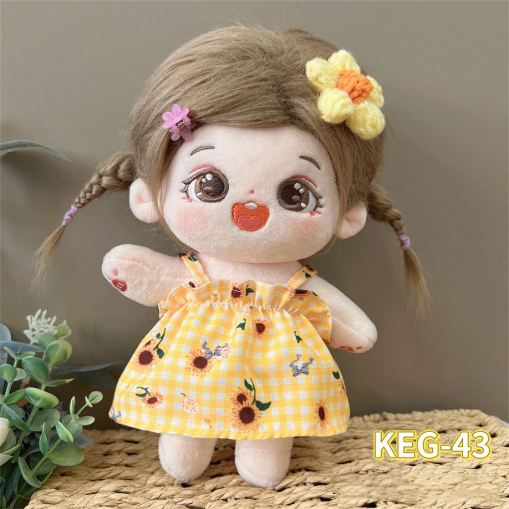 20cm Puppenkleidung Hübsches Kleid Kopfschmuck Kpop Plüschpuppen Outfit Spielzeug Anziehkleidung Rock Baby-Puppe Zubehör Lässiger Anzug
