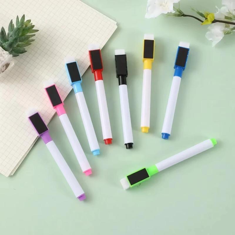 Set of 8 Small-sized Magnetic Whiteboard Dry Erase Markers for Children's Graffiti, Small Drawing Pens In Color, Convenient