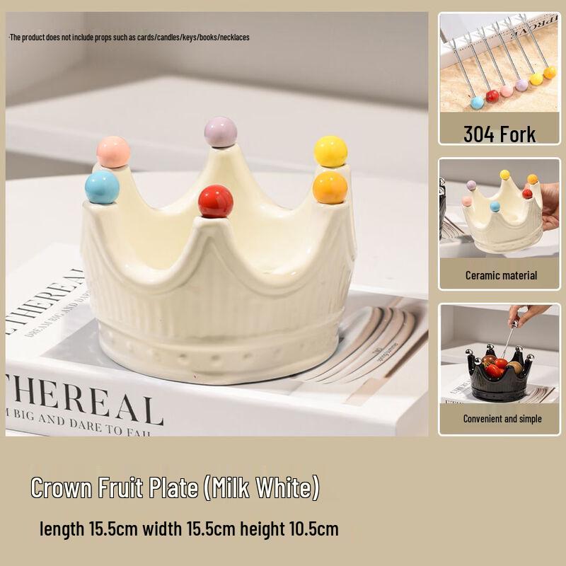 Crown Ceramic Fruit & Snack Plate with Fork