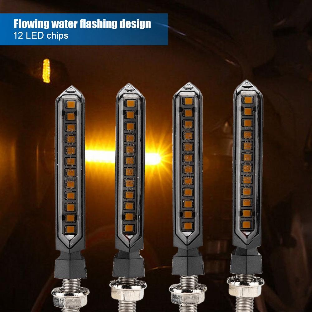 Motorcycle Flowing Water 12LED Turn Signal Light Indicator Flashing Lamp Decoration All Motorcycles 4pcs