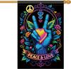 Peace Love House Ag Neon Hand Heart Garden Ag Double Sided Hippie 711181619805 AAV