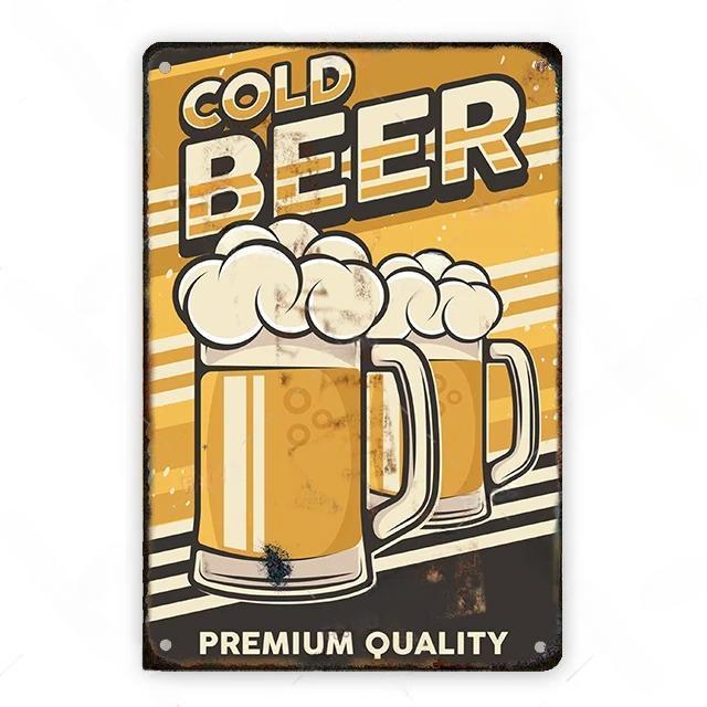 Cold Beer Posters Vintage Metal Tin Signs Drink Retro Bar Club Pub Restaurant Wall Art Decoration Plate