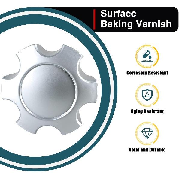 4 PCS Wheel Center Hub Caps Compatible With 6 Lugs Tundra 17" 5 Twin Spoke Silver Wheels 2003-2006, Sequoia 17" 5 Twin Spoke Silver Wheels 2003-2007