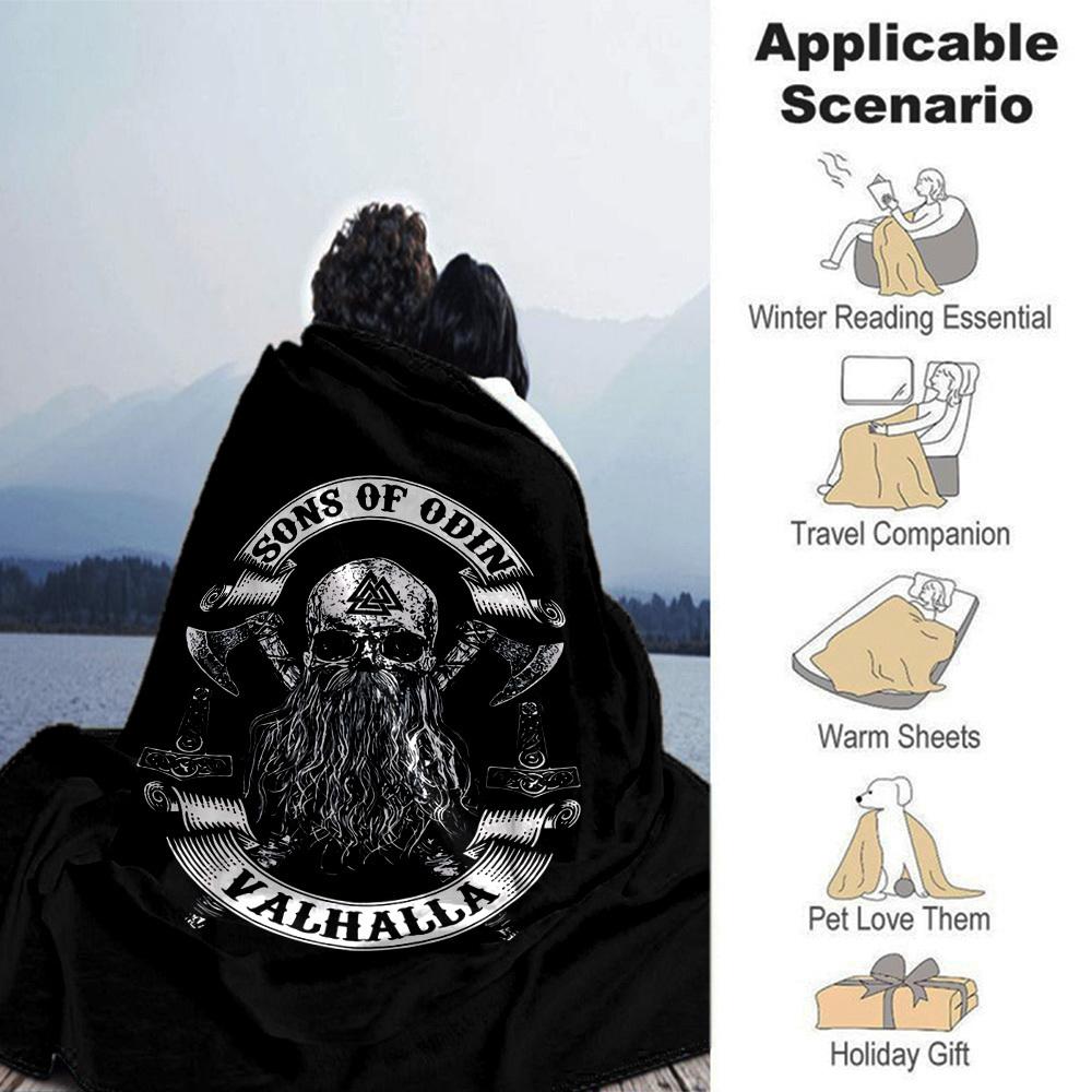 1pc Sons of Odin Valhalla Throw Blanket Soft Flannel, Cozy All Season Polyester Perfect for Home, Office