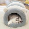 Hare-Fleece Cave Pet Cozy Bed Striped Thick for Bunnies