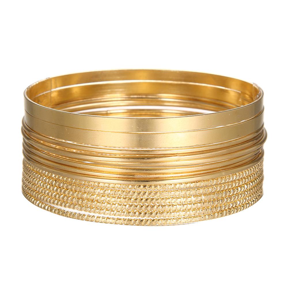 BEPAN 14 Pieces Metal Bangles Set For Women Holiday Accessories Party Fashion Jewelry Trendy Basic Styles Punk Textured Item