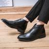 Masculino De Couro Men Perforated Detail Lace-up Front Dress Boots Business Office Dress Shoes Platform Boots Work Shoe Sapato