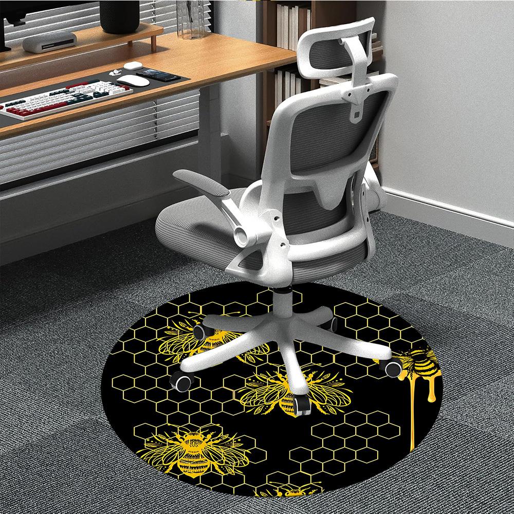 

1 шт. Круглый ковер для офиса с рисунком пчелиных сот, коврик для помещений, подходит для офиса, под офисные стулья, спальни, гостиной, домашнего декора, декор комнаты 060 80cm by 80cm