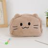 Zipper Plush Pencil Case Desk Organizer Cat Makeup Bag Smile Cat Pencil Bag  School Supplies