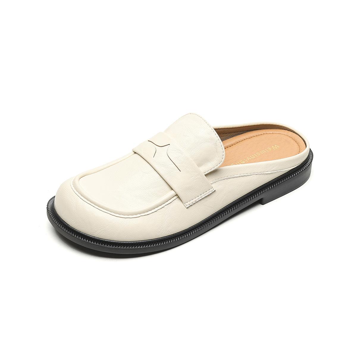 

Модные весенние женские тапочки на плоской подошве в британском стиле черного цвета Модные женские повседневные мюли Одежда для работы и отдыха Большой размер 41-43 43 слоновая кость