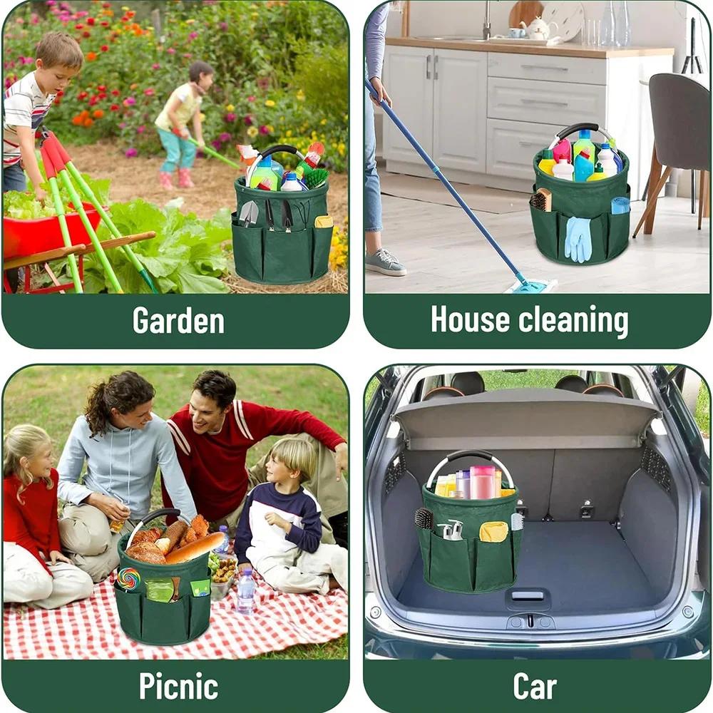 17L Large Storage Organiser Bag Folding Basket Picnic Tote Outdoor Cleaning Caddy with Handle Tool Bag Home Bathroom Storage Bag