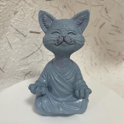 Meditačná mačka Socha Domáce dekorácie Živica Čierna Joga Sedavá Zen mačka Čierny Budha Ornament Vonkajšie záhradné figúrky