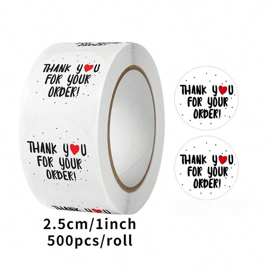 500 Sheets Per Roll Copper Board Self-adhesive Thank-you Stickers for Decorating Gifts. Thank You Sealing Labels.