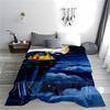 Fantasy Cliff House Night Sky Moonlight Scenery Area Blanket Decor  Blanket, Suitable for Use In the Bedroom, Living Room, On the Sofa