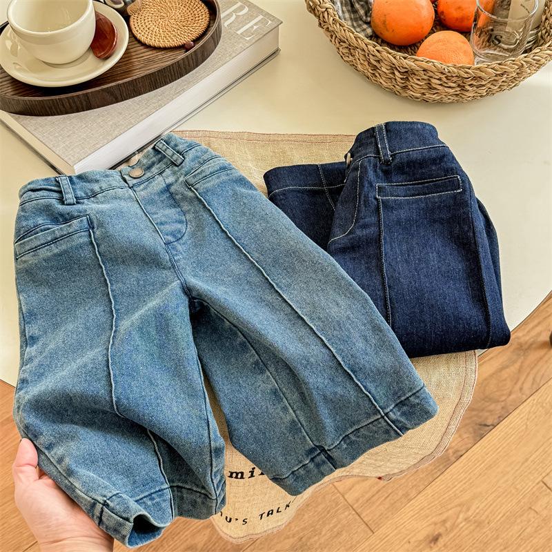 Baby Girls Wide Legs Jeans Spring Toddlers Kids Casual Loose Denim Trousers Ankle-length Pants