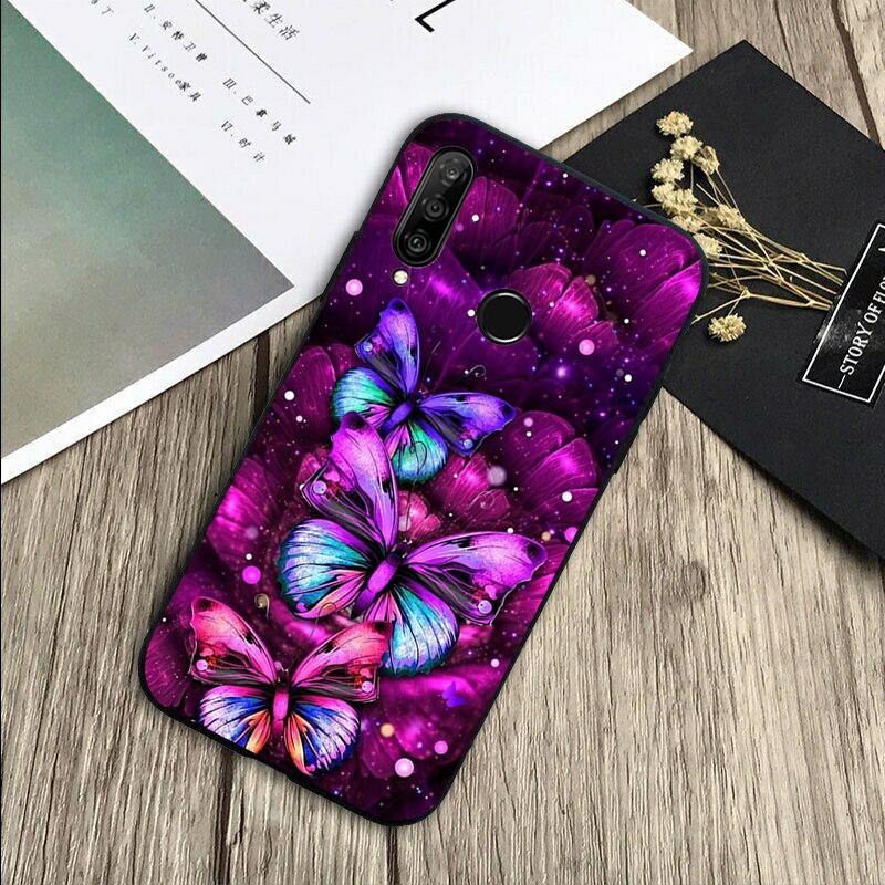 Black Beautiful Butterfly For Huawei Nova 8i 11i 12i 12s 9 10 SE Y60 Y70 Y90 Y72 Y73 Y61 Y91 P60 Pro P30 P40 Lite Case