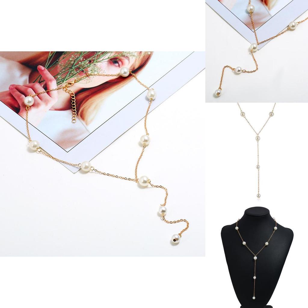 Pearl Pendant Necklace For Women With Alloy Material And Water Wave Chain For Wedding And Formal Events