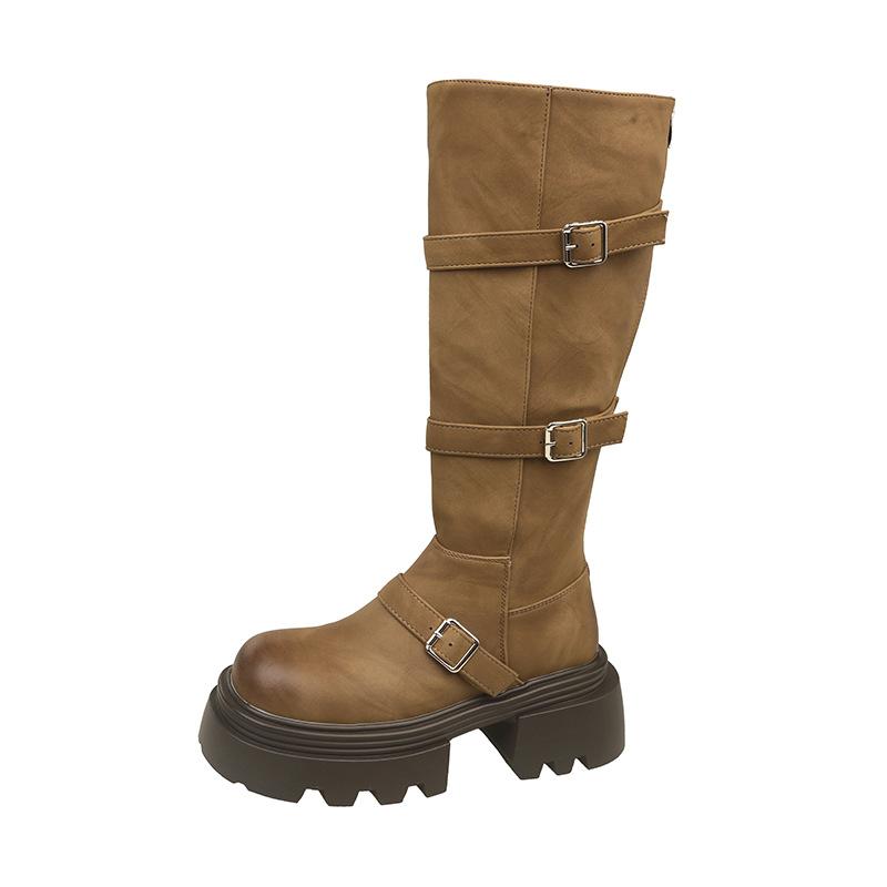 Retro Classic Fashion Platform Boots Women's 2025 Autumn and Winter New Temperament Small Man Height and Thinness Knight Boots