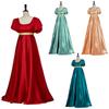 Abito Medievale di Raso Vintage Abito Vittoriano Regency Costume Cosplay Formale Vita Impero Corsetto Abito da Ballo