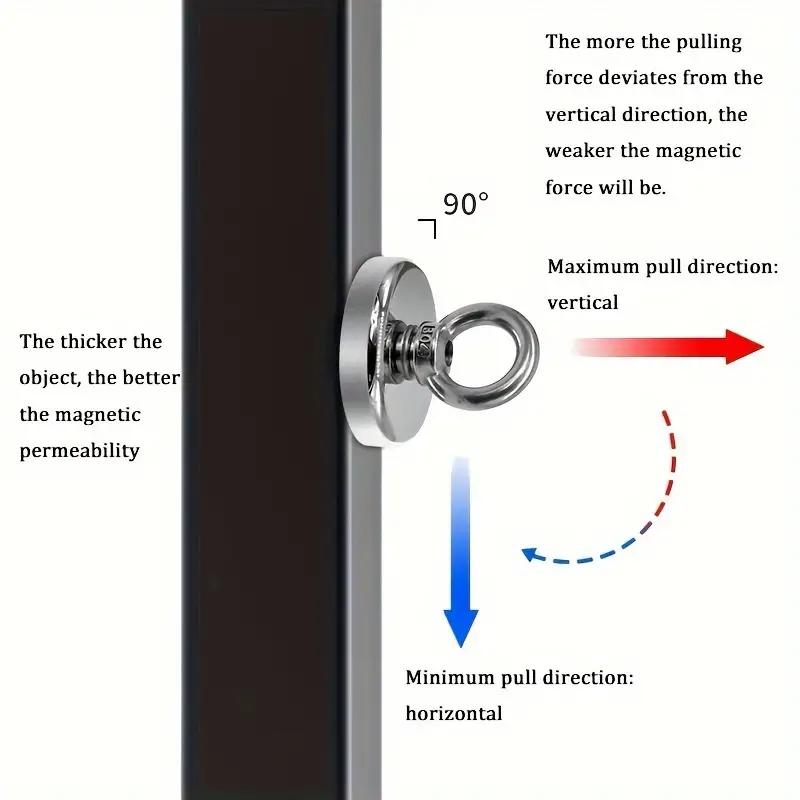 D48 D60 D75 D90 Super Strong Neodymium Fishing Magnets, Rare Earth Magnet with Countersunk Hole Eyebolt for Retrieving In River