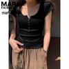 Women's Slim Fit Half-Open Collar Short Sleeve T-Shirt
