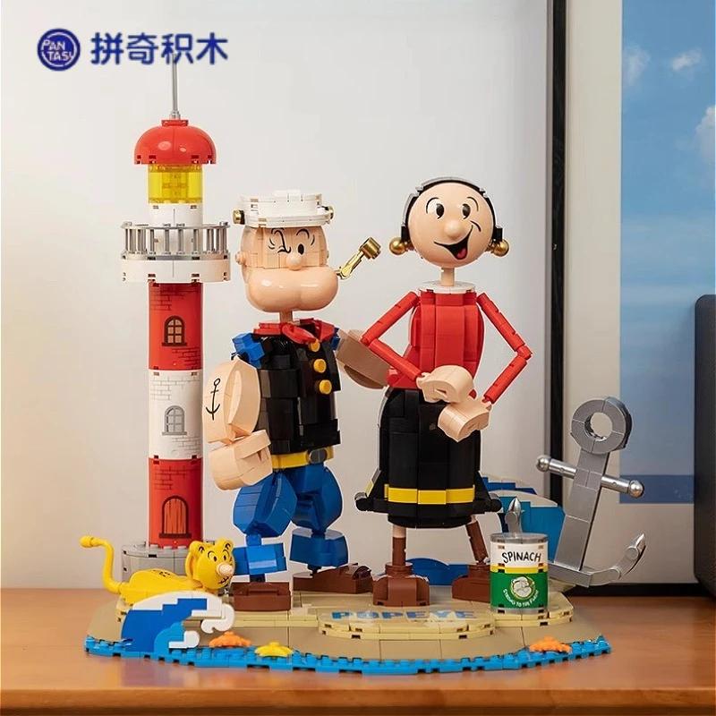 

New Cartoon Popeyed Building Block Popeye Olivia Assemble Toy Cartoon Movie Character Models Desktop Ornaments Gift for Children no box