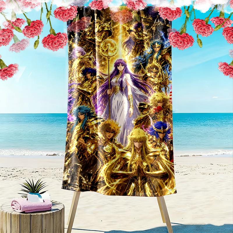 Saint Seiya Print Beach Towel, Large Soft Quick Dry Towel for Beach Camping Swimming