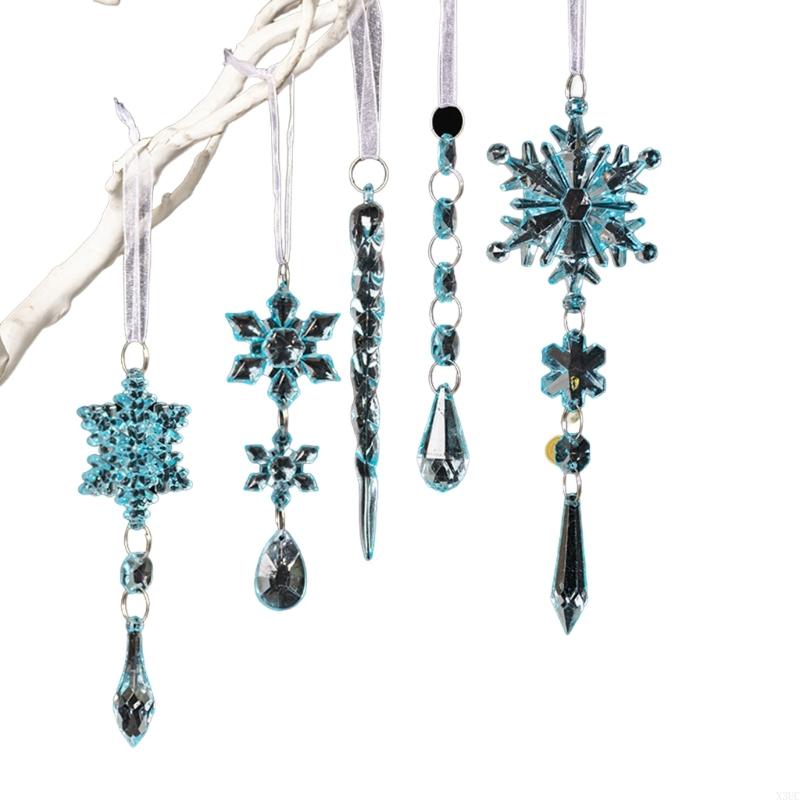 

Reutilizable Transpicuous Snowflake Decorations With Pre Drilled Holes For Easy Hanging Christmas Party Supplies X3UC синий