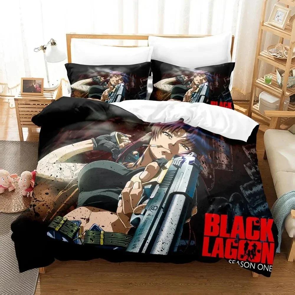 Anime Black Lagoon Bedding Set Duvet Cover Bed Set Quilt Cover Pillowcase Comforter King Queen Size Boys Adult Bedding Set