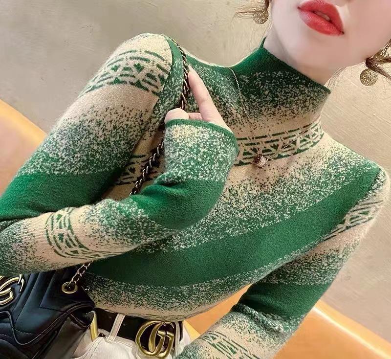 Пуловер з напіввисоким коміром, трикотажний базовий светр, жіночий, осінньо-зимовий, новий, приталеного крою, з відчуттям дизайну, модний трикотажний светр