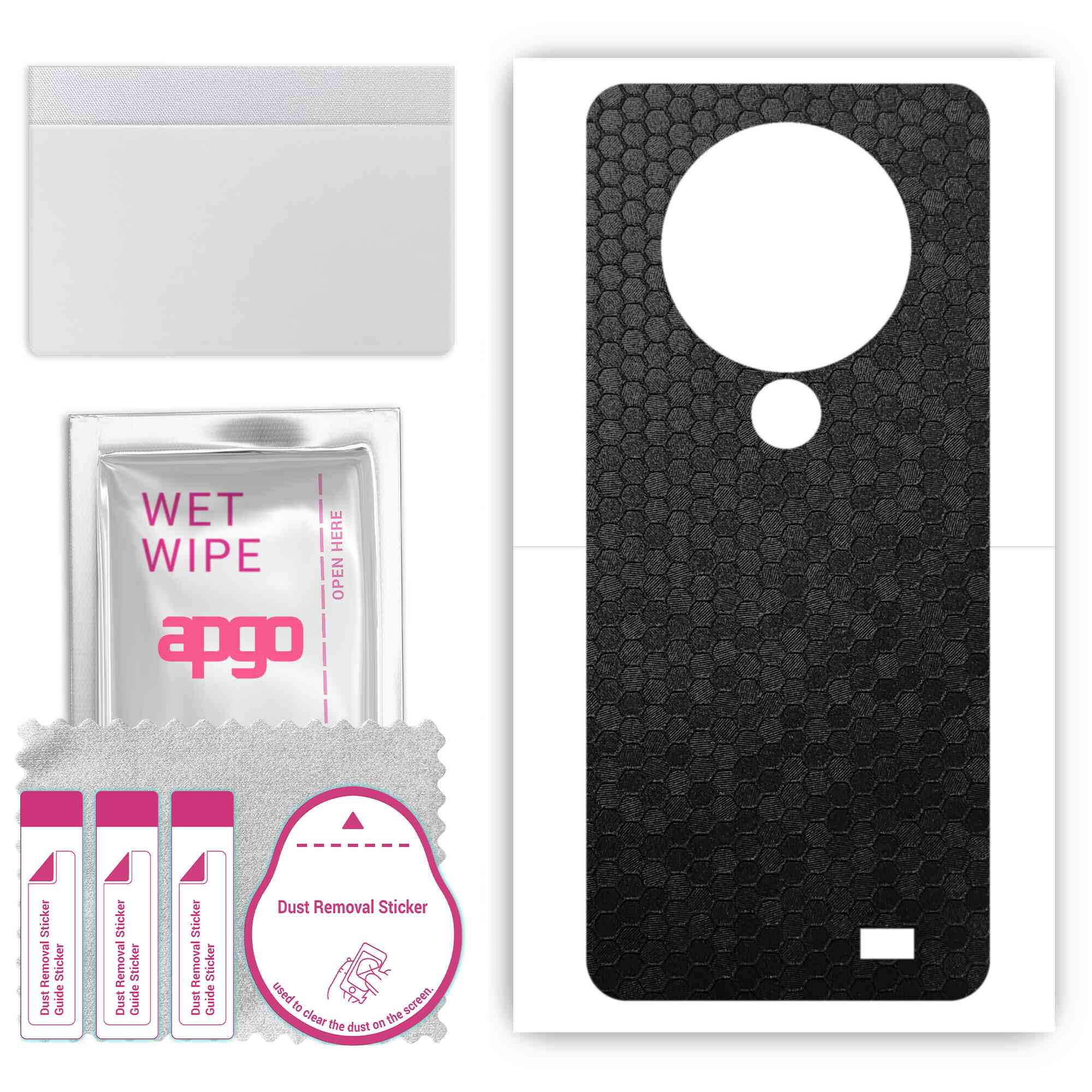 

apgo Protective Skin Sticker for the back compatible with Oukitel C19 Pro, Wrap Film, Foil, Vinyl - Pattern Black Honeycomb