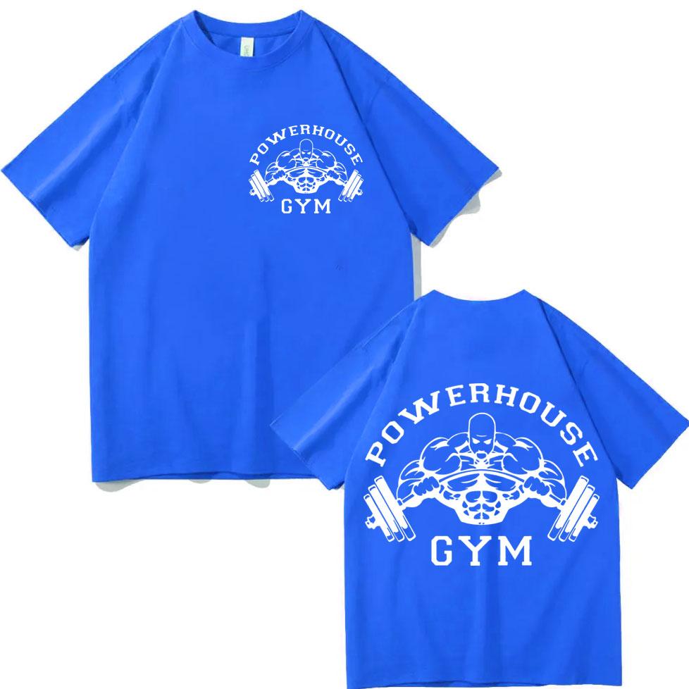Powerhouse Gym Doppelseitige Grafik T-Shirts Mode Lässig Locker Kurzarm T-Shirts Herren Damen Hohe Qualität Baumwolle T-Shirts