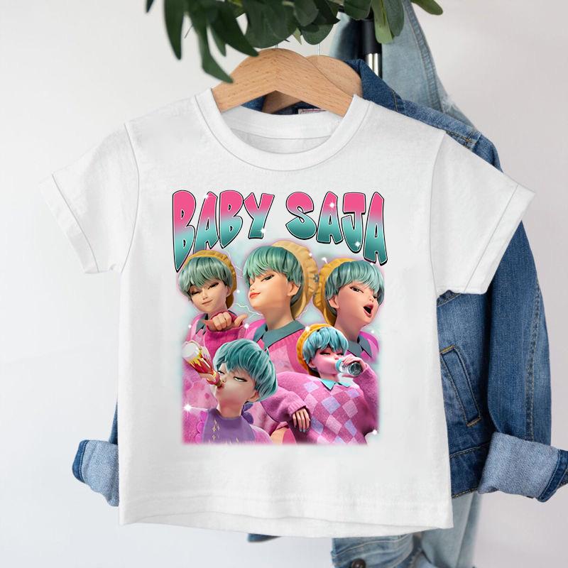 Neu 2026 KPop Dämonenjäger Saja Boys Cartoon Jungen T-Shirt Rundhals Print Mode Lässiges Top Kinder T-Shirt Kinderkleidung